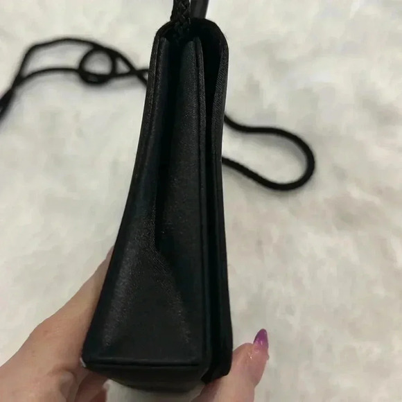 Vintage La Regale Black Evening Satin Mini Purse HandBag Crossbody Elegant Fun - Picture 5 of 16